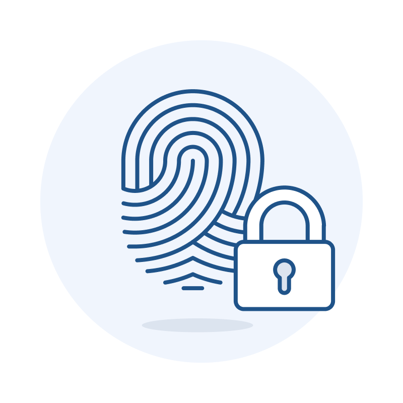 Illustration of thumbprint with lock